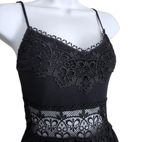 TopShop Black Lace Crochet Insert Sundress Size 4 - Picture 4 of 10